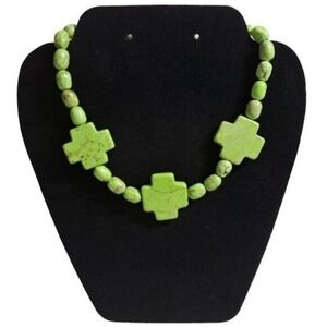 Handmade Women's Choker Necklace Green Apple‎ Acrylic Beads 7 3/4 qrts Inches